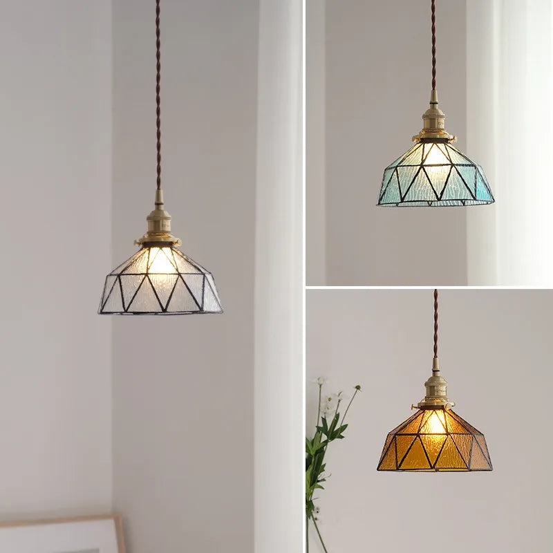 suspension design nordique vintage en laiton et verre