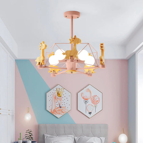 lustre en bois nordique lampe animal pour chambre enfant - vue 4 sur 9