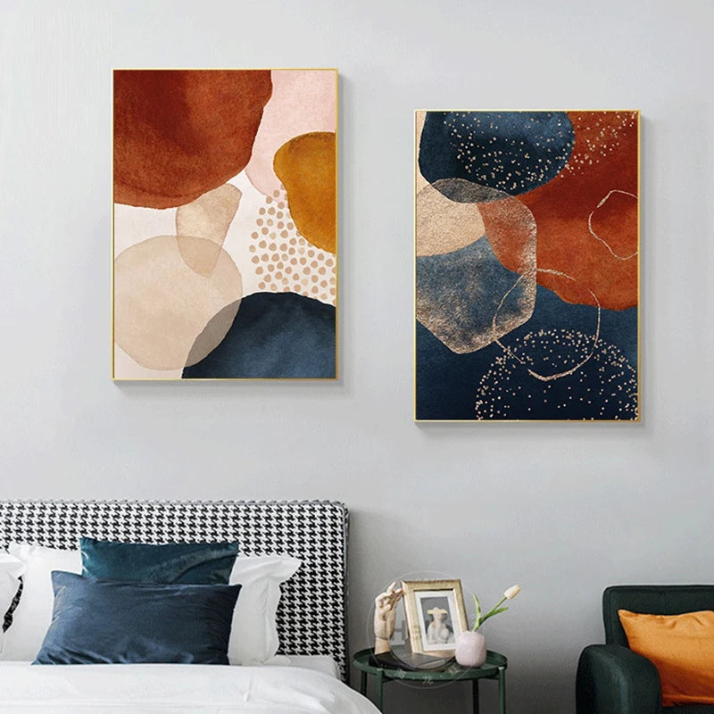 peintures murales abstraites nordiques style morandi pour décoration intérieure