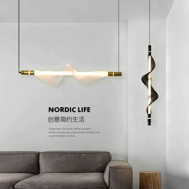 Lustre LED design italien créatif longue bande luminaire