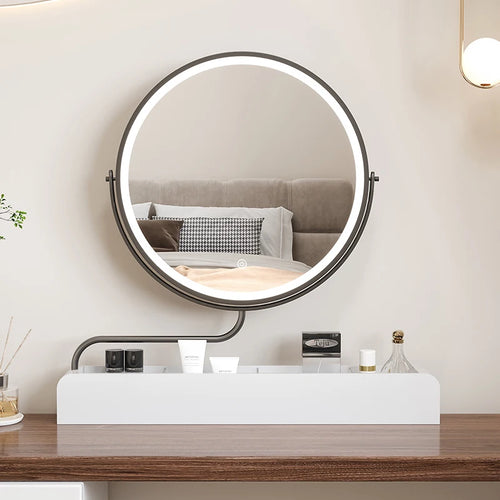 miroir décoratif à led rétro en bois pour maquillage - vue 6 sur 11