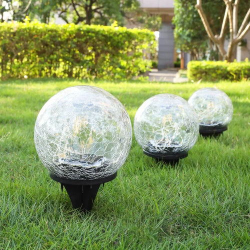 lampes solaires en verre craquelé pour jardin décoratif extérieur - vue 3 sur 10