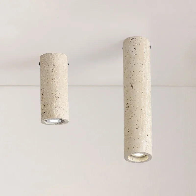 plafonnier cylindrique en travertin jaune clair à montage surface - vue 3 sur 8