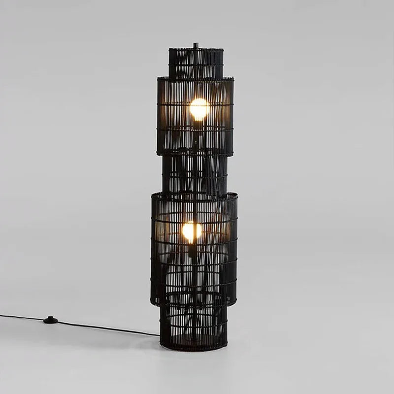 Lampadaire nordique en rotin Art déco - vue 6 sur 7