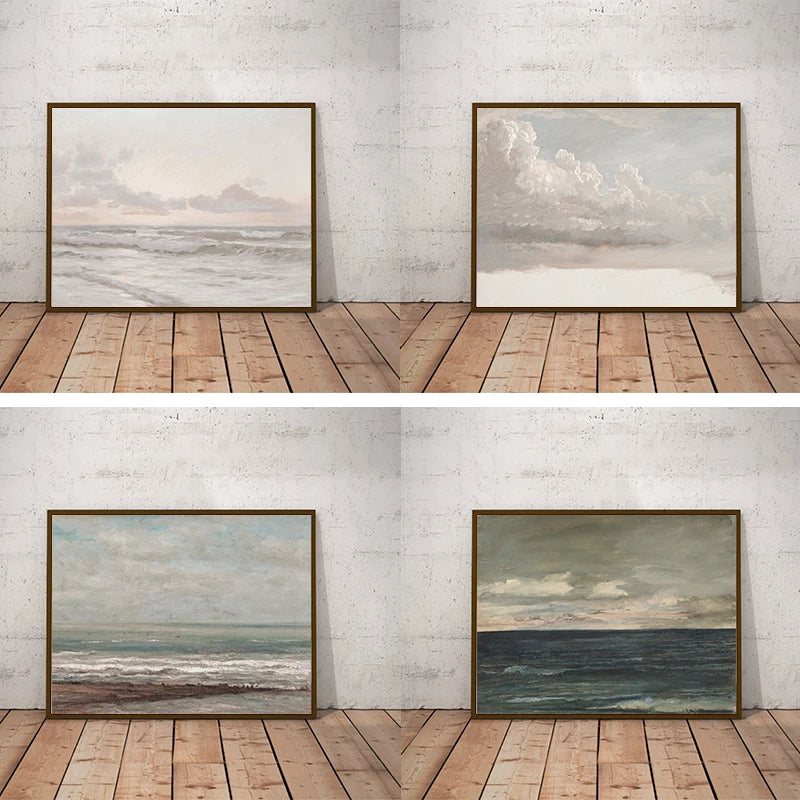 peinture vintage paysage marin décor mural côtier