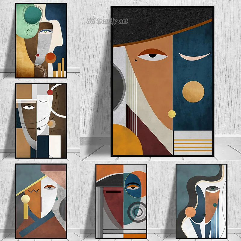 peintures abstraites modernes avec personnages pour décoration intérieure