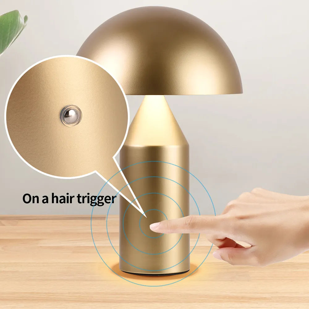 Lampe de table Portable lampe champignon led rechargeable interrupteur tactile veilleuse salle à manger chambre lampe de chevet - vue 5 sur 9