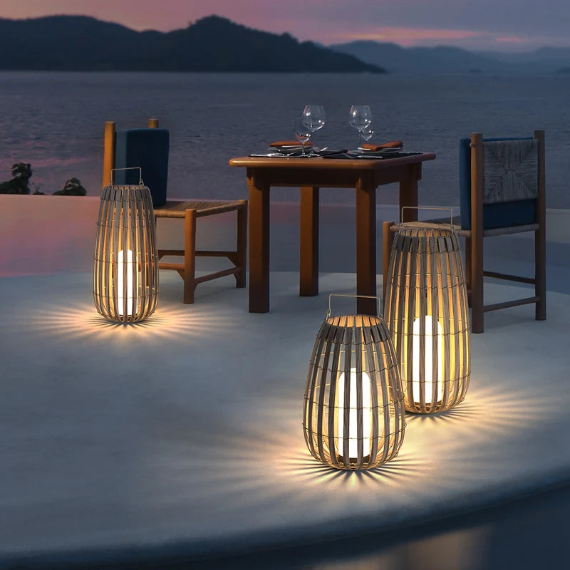 Jardin extérieur lumière solaire rotin IP65 étanche lampadaire Villa cour paysage pelouse lumière pour jardin Patio clôture décor