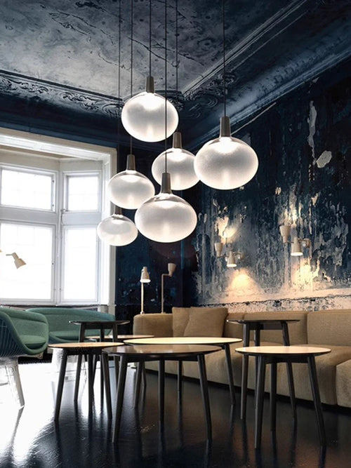 lustre en verre mat éclairage moderne pour intérieur design - vue 2 sur 9