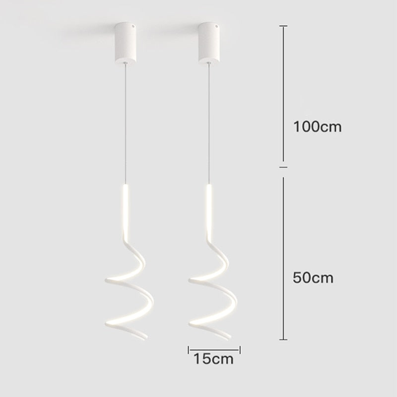 Suspension design LED minimaliste ondulé Polino