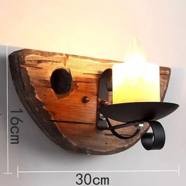 Applique murale LED industrielle rétro en bois - vue 20 sur 21