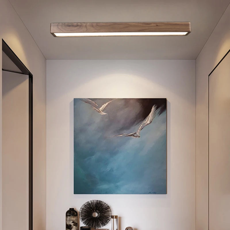 plafonnier carré à led moderne en bois pour intérieur - vue 4 sur 8