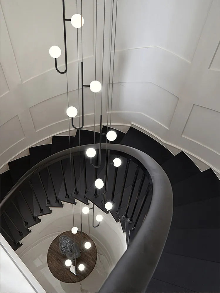 Suspension LED escalier colimaçon plafond lustre moderne luxe