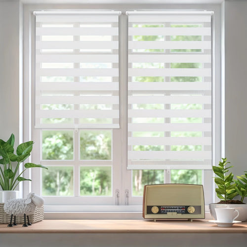 Fixation sans perçage pour store enrouleur double fenetre