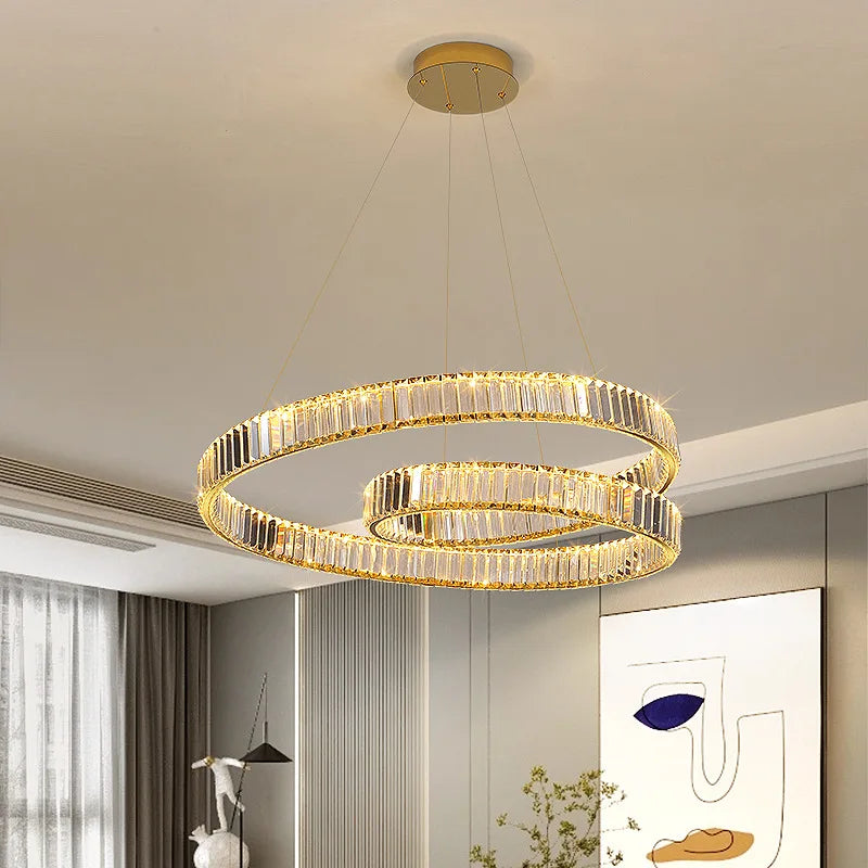 lustre cristal led luxe deco suspension