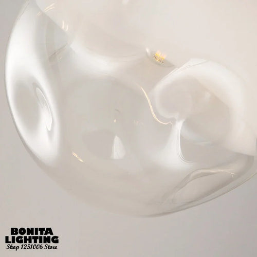 suspension moderne en verre à bulles translucides semi-givrées - vue 2 sur 6