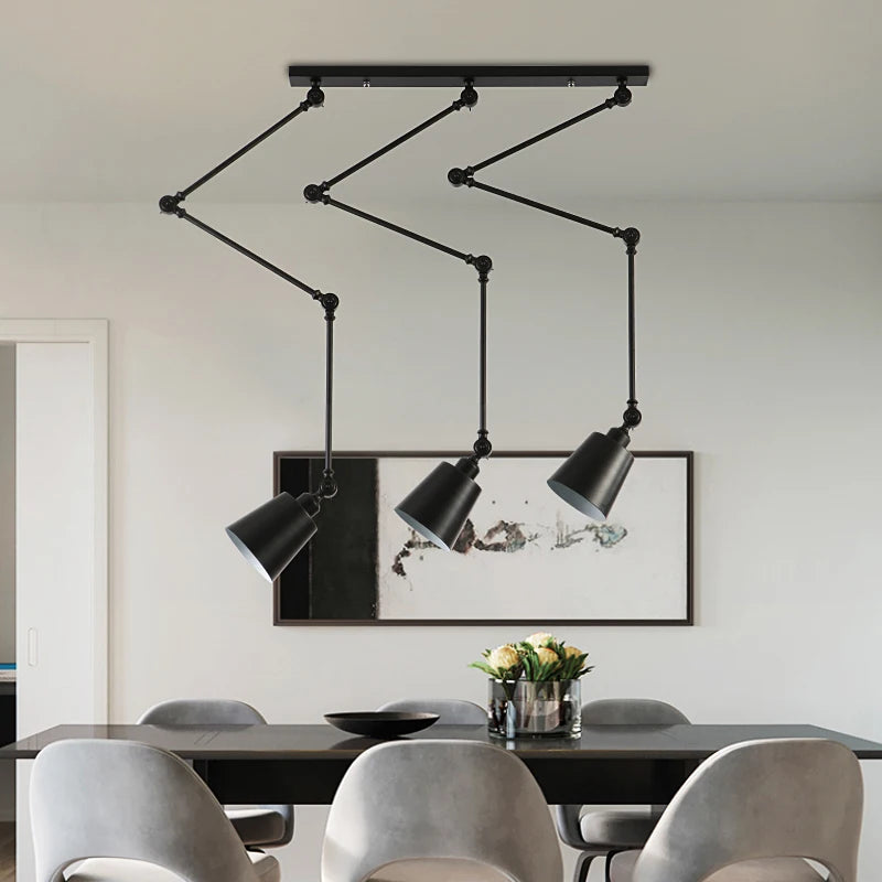Suspension rotatives nordiques avec bras longs réglables salle à manger Restaurant café Bar lampe pliante éclairage de décoration intérieure E27 - vue 4 sur 6