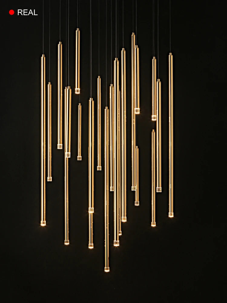 lustre minimaliste postmoderne en métal led double loft éclairage intérieur - vue 6 sur 17