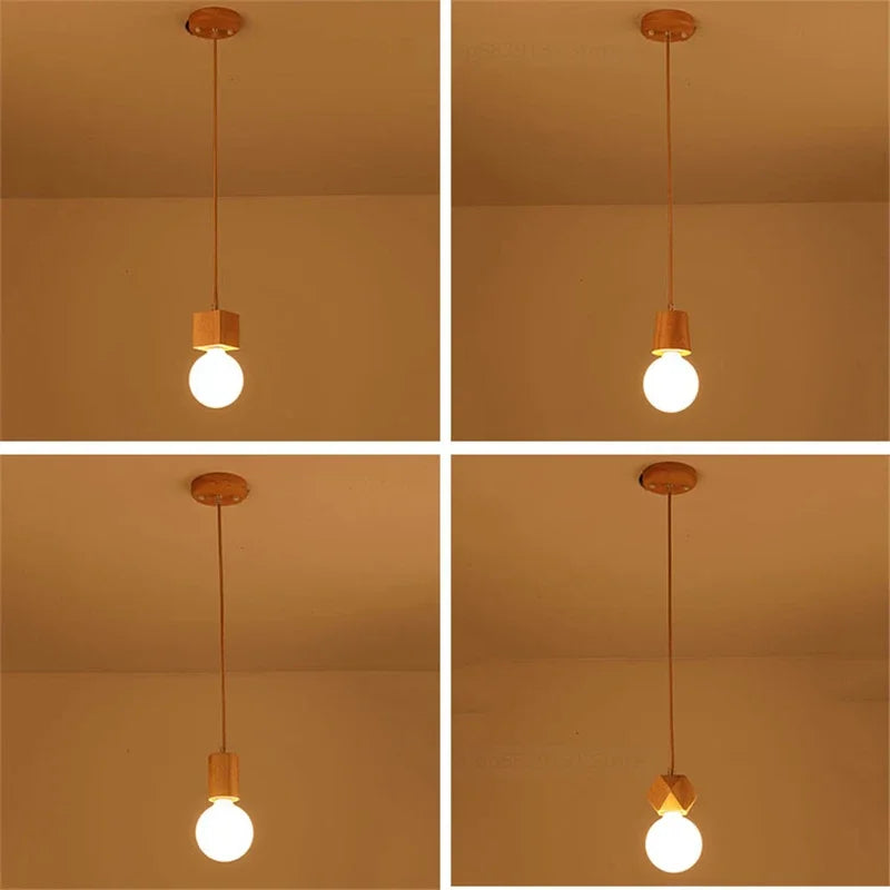 suspension vintage en bois de chêne design moderne - vue 6 sur 15