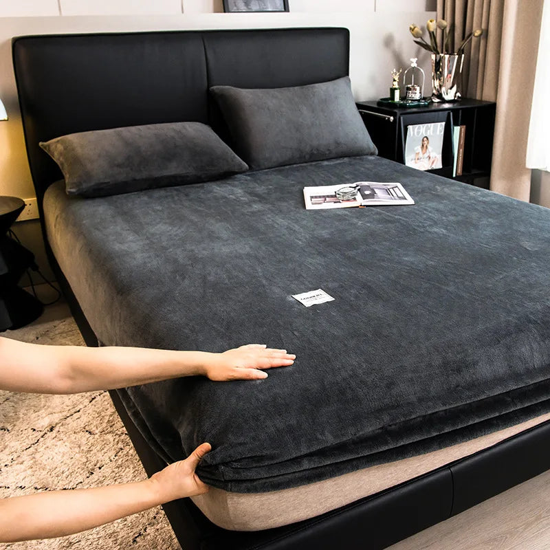 housse de matelas en velours chaud pour l'hiver douce et confortable
