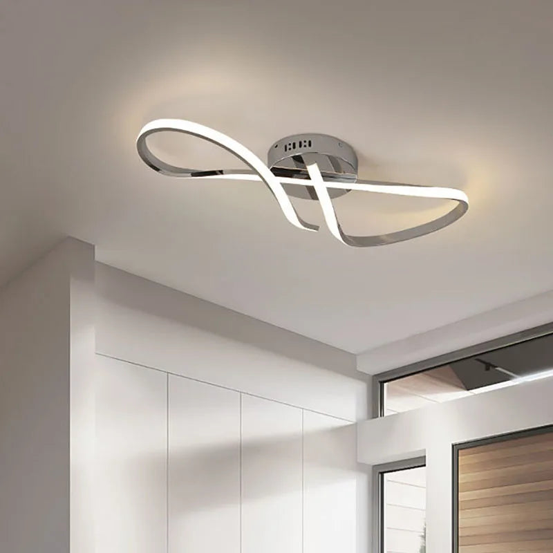 plafonnier led moderne luminaire intérieur placage chromé doré - vue 5 sur 10