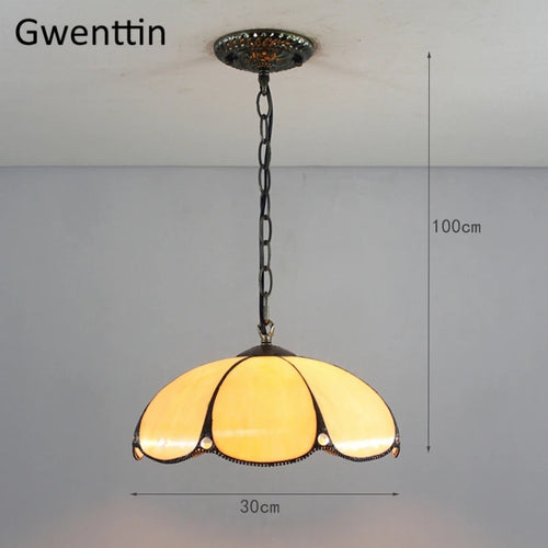 lustre tiffany en verre teinté pour décoration intérieure - vue 10 sur 10