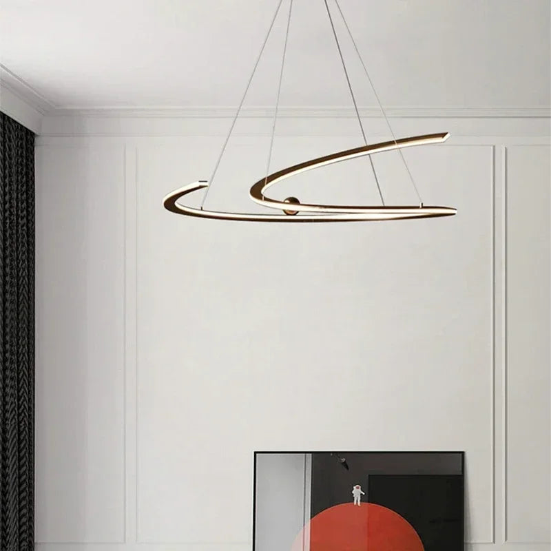 lustre moderne led anneaux pour décoration intérieure - vue 5 sur 12