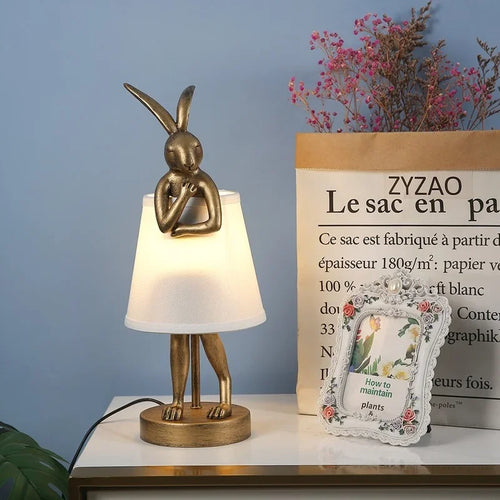 lampes de table lapin en résine décoration nordique créative - vue 2 sur 7