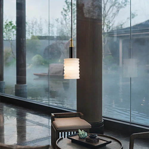 lustre en marbre chinois style minimaliste moderne pour restaurant et bar - vue 4 sur 7