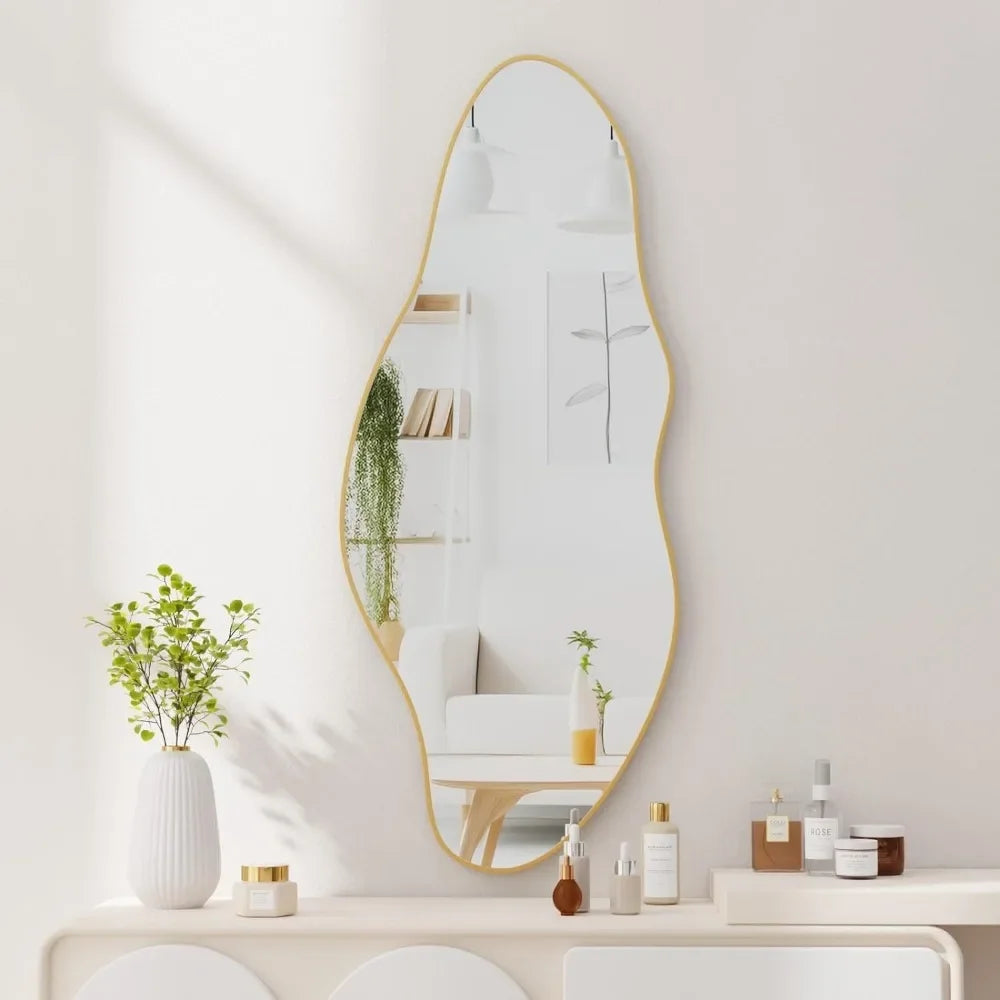 miroir mural asymétrique cadre doré pour décoration intérieure - vue 4 sur 8