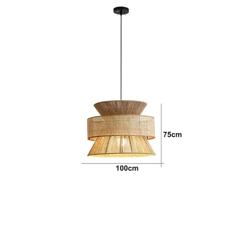 Suspension Sabi Wabi style chinois en rotin cannage - vue 12 sur 24