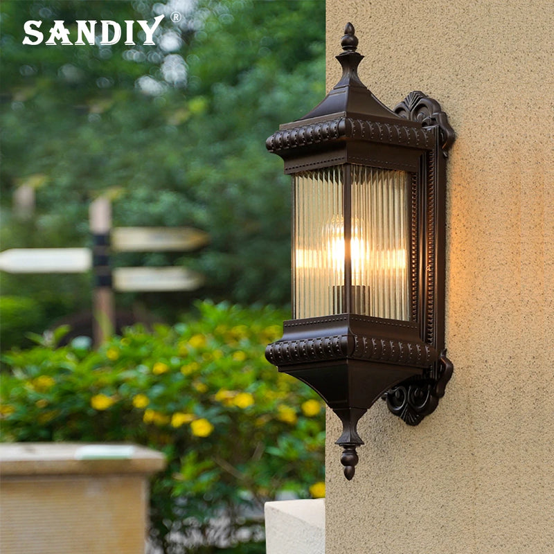 SANDIY Vintage applique extérieure rétro porche lampe Europe Villa applique étanche extérieur jardin cour Luminaire café E26/E27