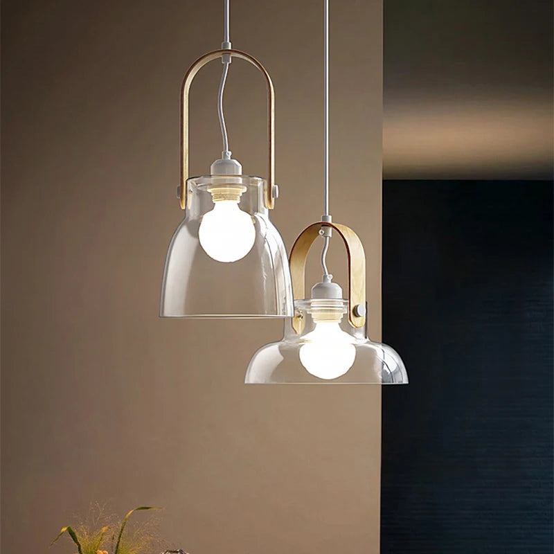 Suspension Cylindrique En Verre Transparent - Luminaire Moderne E26/E27 - Câble 120cm Réglable