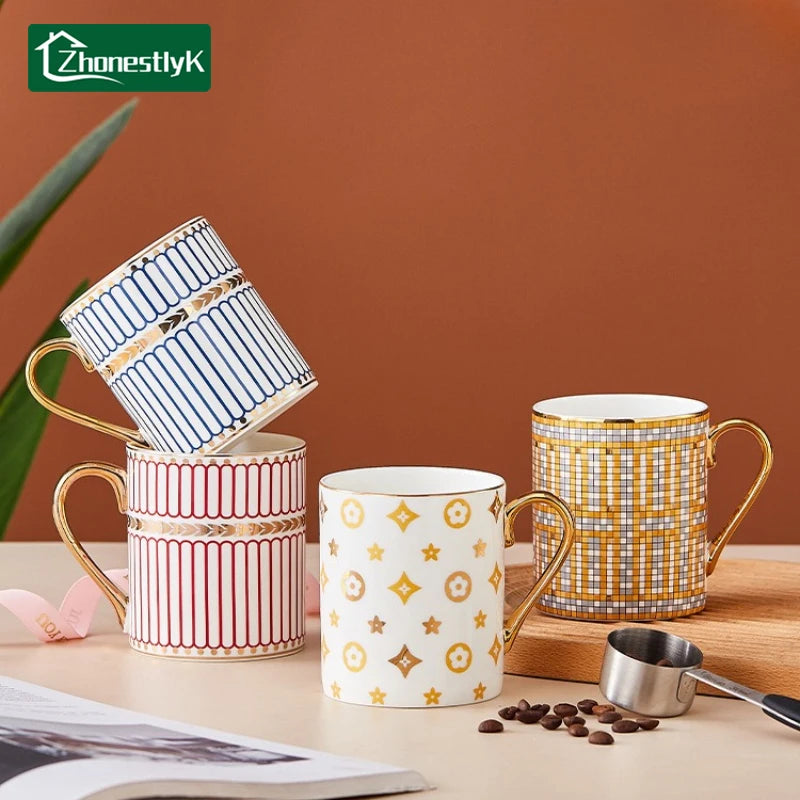 Tasse cafe ceramique peinte main style luxueux bureau - vue 2 sur 7