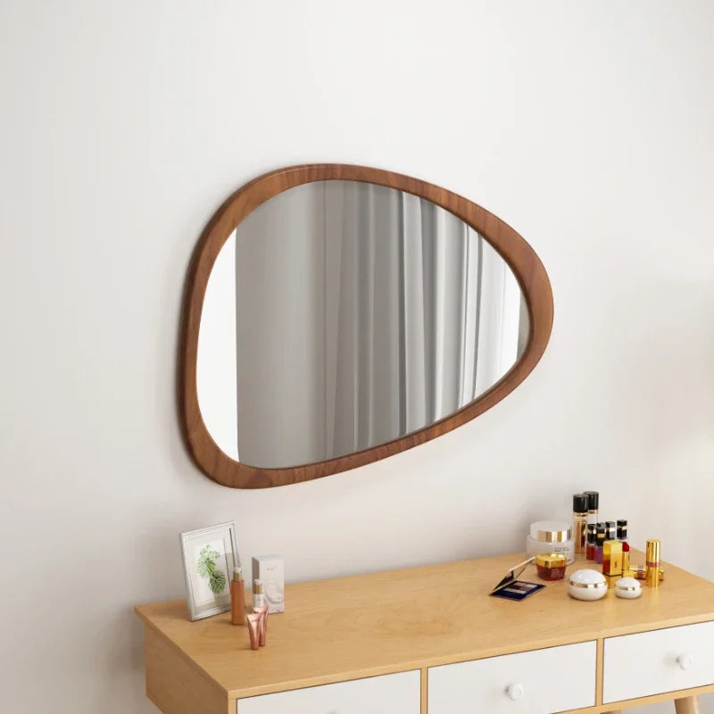 miroir mural en bois du milieu du siècle tendance réfléchissant HD - vue 6 sur 10