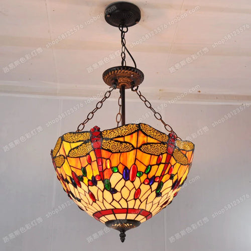 lampe de chevet libellule style européen en verre tiffany - vue 4 sur 6