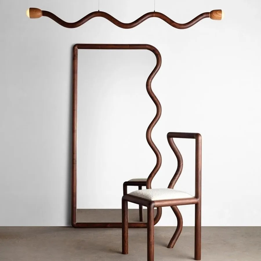 miroir rétro créatif en bois pour décoration intérieure mural - vue 5 sur 8