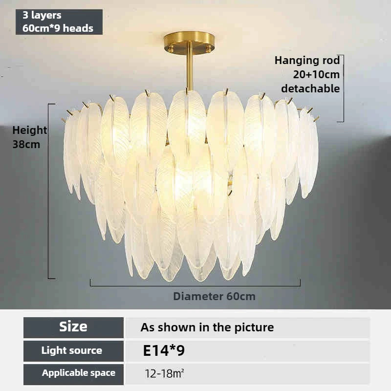 suspension créative en plumes de verre pour décoration moderne minimaliste