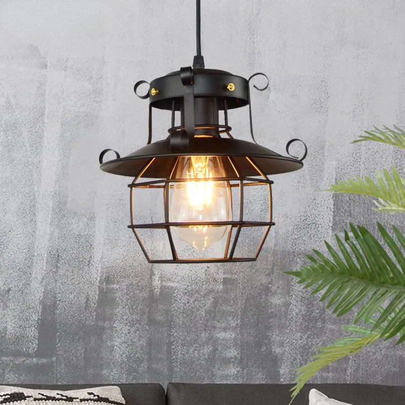 Lustre Suspendu Industriel Scandinave – Bois Et Fer, Câble Réglable 120 Cm, Douille E27, Pour Cuisine Ou Café