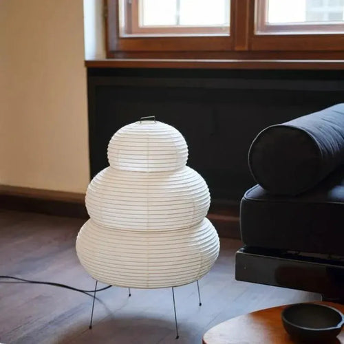 Japanese-style LED Rice Paper Table Lamp, Noguchi Three-tone Light Eye Protection Japanese Lamp, Living Room, Hotel Bedroom, Bed - vue 3 sur 7