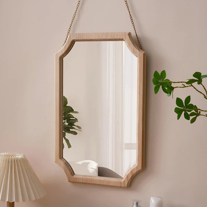 miroir vintage en bois massif miroir maquillage étanche mural antirouille - vue 3 sur 15