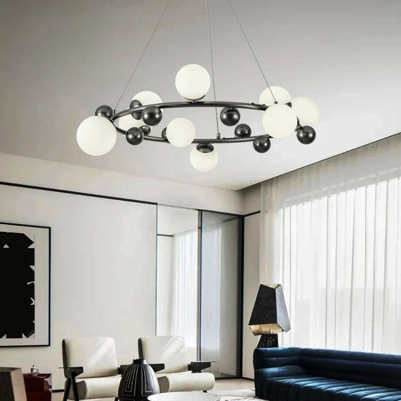 lampe suspendue moderne en métal et verre pour décoration intérieure réglable