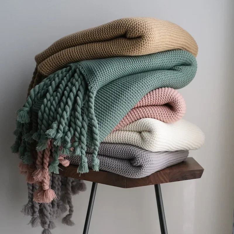 plaid maille motif géométrique style moderne canapé hiver