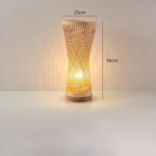 Lampe de Table en bambou tissée à la main - vue 7 sur 8