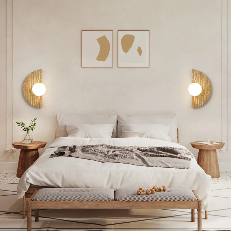 applique murale vintage led demi-cercle avec pierre naturelle - vue 4 sur 6
