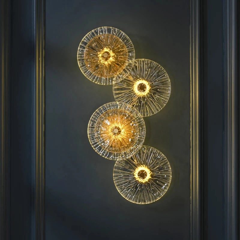 applique murale ronde moderne en cristal avec lumières led nordiques