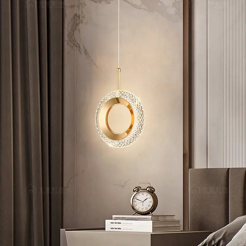 Anneau nordique suspension LED lumières intérieur lampe suspendue décor de chambre pour chevet chambre salon moderne suspension - vue 6 sur 12