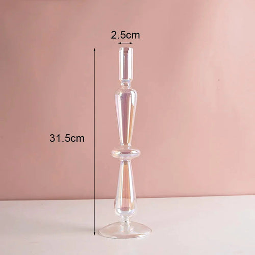 bougeoir en verre décoratif à rayures coniques pour événements festifs - vue 22 sur 30