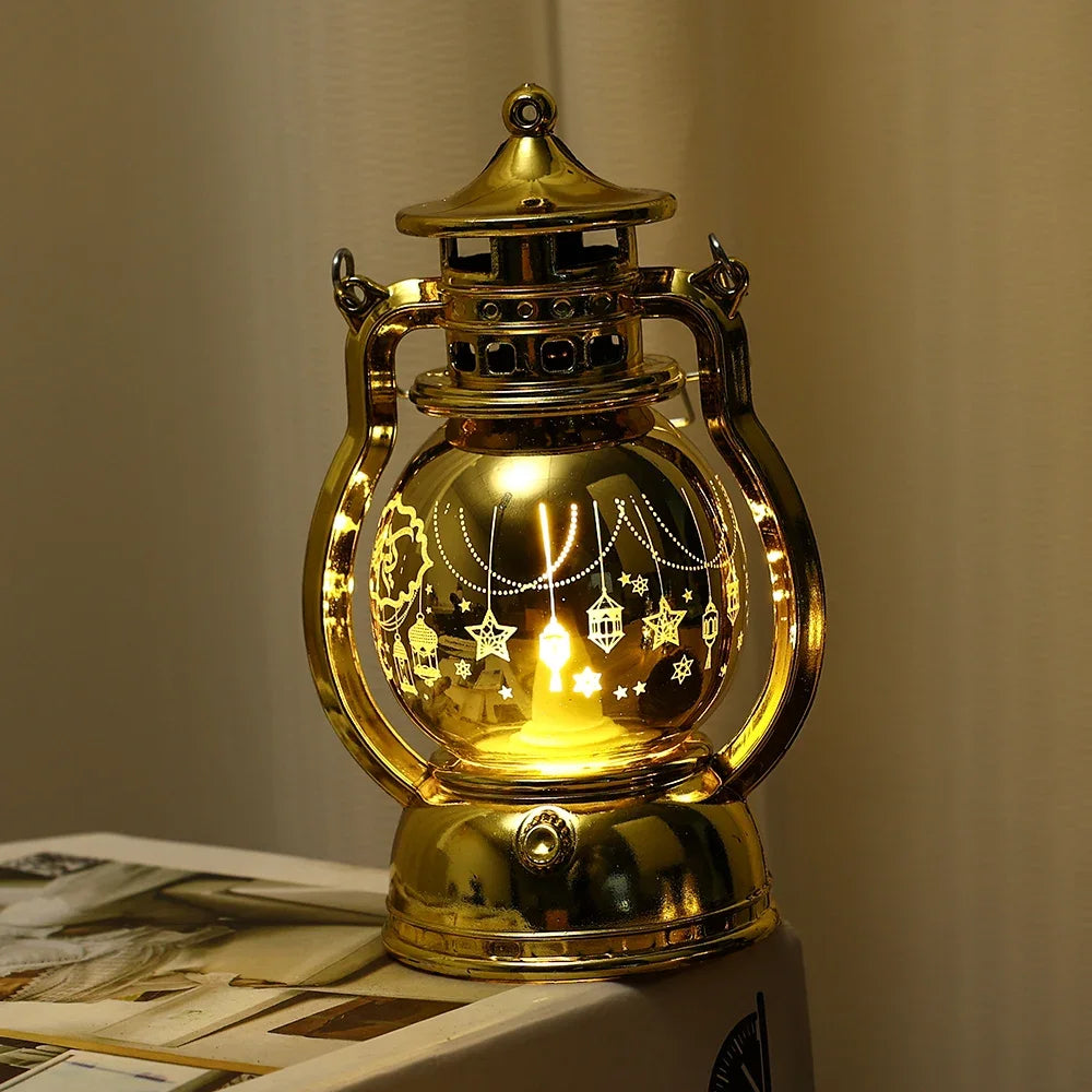 lampe à poser eid mubarak lanterne portable rétro pour décoration festive - vue 10 sur 13