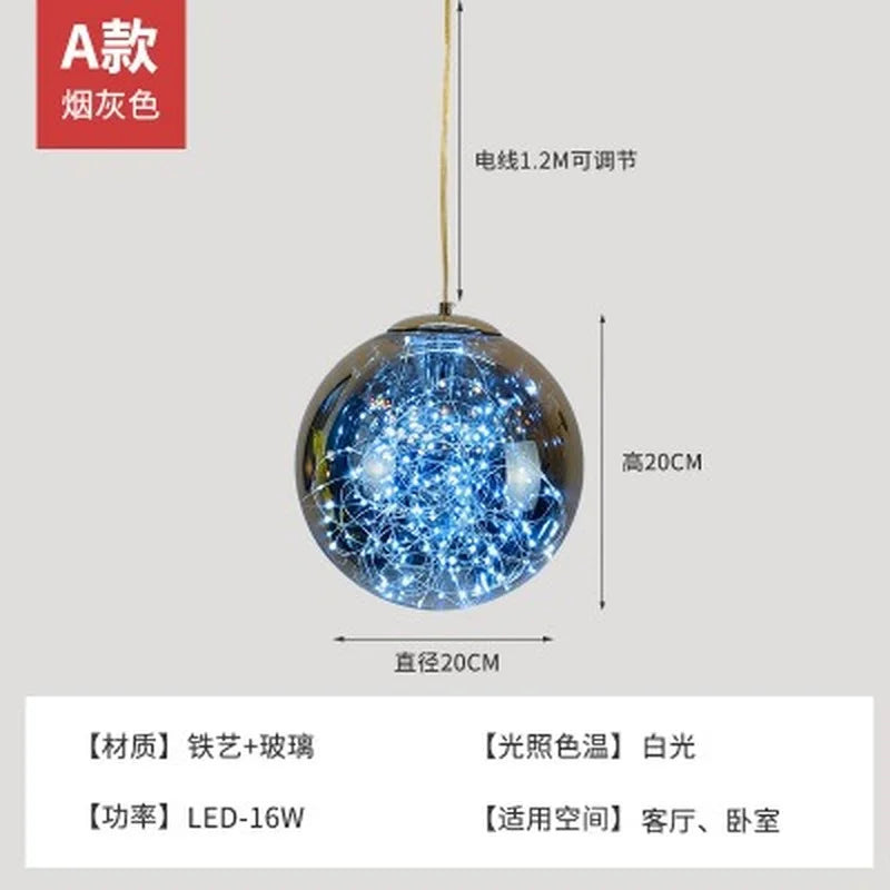 lustre nordique étoilé en verre pour décoration moderne - vue 18 sur 24